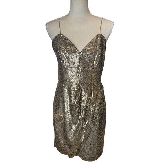 Parker Woman’s Guayana Sleeveless V Neck Cocktail Dress Bronze Sz 6 Y2K Revolve - Picture 4 of 10